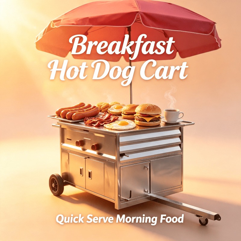 Hot Dog Vending Cart - عربة طعام متنقلة مدمجة بعجلات لبيع